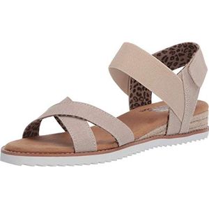 Skechers BOBS Desert Kiss-Secret Picknicksandalen voor dames, platte sandalen, naturel, 38 EU