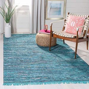 Safavieh tapijt, plat, handgeweven, katoen, loper in roest, rood/meerkleurig 120 X 180 cm Blauw/veelkleurig