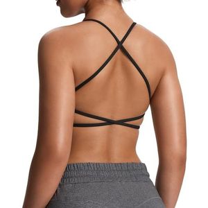 Aoxjox Women's Workout Sports Bras Fitness Ivy Low Impact Bra Yoga Crop Tank (Black, Small)