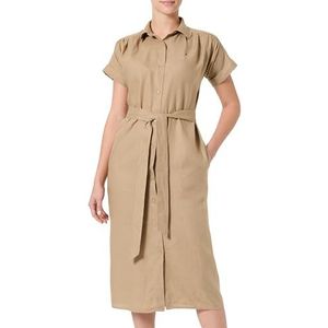 TOMMY HILFIGER Dames ESS linnen riem S/S MIDI JURK WW0WW44653, beige, 40, Beige (Kameel), 66