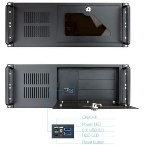 Rack-406N-USB3 4U 19 inch ATX rack-behuizing zwart zonder voeding (SIN FA) Ideaal voor serverconfiguraties