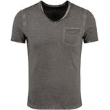 Key Largo - Shirt - Donkergrijs - V-hals - Kwartmouw