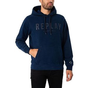Replay Heren hoodie met capuchon, blauw (Deep Navy 715), M, Deep Navy 715, M