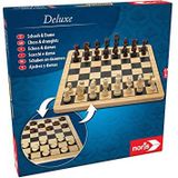 Noris Schaak en Dammen Deluxe Hout 2-In-1 - Bordspel | Geschikt voor 2 spelers vanaf 6 jaar | Hoogwaardig houten spel