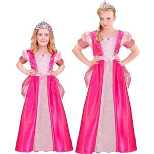 Widmann - Kinderkostuum prinses, roze, jurk en tiara, koningin, sprookjes, carnavalskostuum