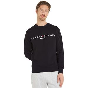 Tommy Hilfiger Heren sweatshirt Tommy Logo sweatshirt met ronde hals, zwart, S