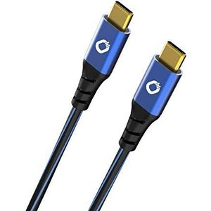 Oehlbach USB Plus CC - USB-kabel voor smartphones 2 x type C 3.1 - PVC-mantel - OFC, blauw/zwart - 1m
