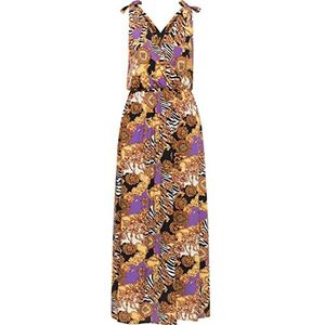 LEOMIA Dames maxi-jurk met allover-print 19223068-LE02, oranje meerkleurig, L, Oranje meerkleurig., L