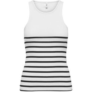 ONLY Onlkenya Rib Stripe Tanktop voor dames, Cs JRS, Helder wit/strepen: zwart, XXS