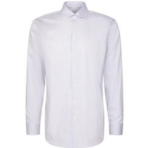 Seidensticker - Businessoverhemd - Donkerblauw - Regular 1/1 Kent Kraag Gestreept