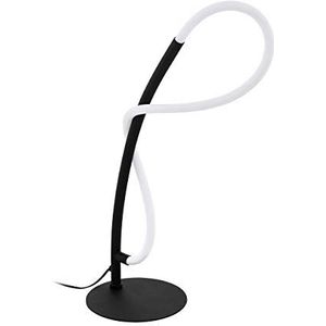 EGLO Egidonella Led-tafellamp, 1 lichtpunt, bedlampje van staal en kunststof, woonkamerlamp in zwart, wit, lamp met schakelaar