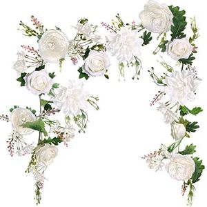 Pioen slinger, OrgMemory Rose Flower Wijnstok, 6' Bloemen Slinger voor Bruiloft Decor Thuis Tafelloper Mantle Decoratie (Ivoor Pioen Slinger)
