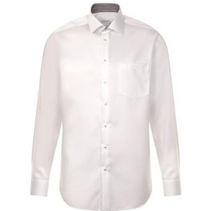 Seidensticker Zakelijk overhemd voor heren, regular fit, strijkvrij, kent-kraag, lange mouwen, 100% katoen, wit, 41