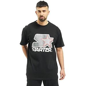 STARTER BLACK LABEL Heren T-shirt Multicolored Logo Tee, frontprint meerkleurig, ronde hals, 6 kleuren, maten XS tot XXL, zwart, S