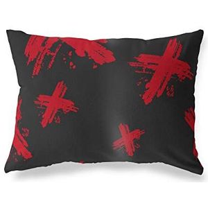 BonaMaison Decoratieve kussensloop, rood zwart werpkussens, decoratieve kussenslopen voor woonkamer, bank, slaapkamer, afmeting: 45x60 cm - ontworpen en vervaardigd in Turkije