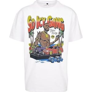 Mister Tee Heren T-shirt Gucci Mane Drip Tee Oversize Tee, Oversized T-shirt met print aan de voorkant voor mannen, katoen, maten XS - 5XL, wit, L