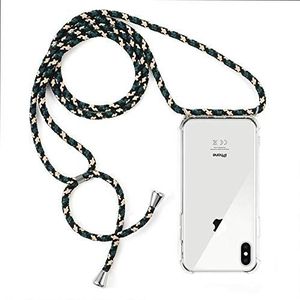 Simplecase Telefoonketting geschikt voor iPhone XS | Crossbody Phone Case Ketting | Zwart | Hoes met koord om om te hangen | Siliconen telefoonhoes met band/koord met case om om te hangen