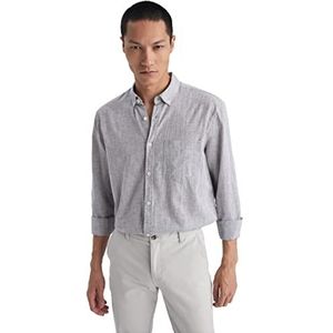 DeFacto Herenshirt met lange mouwen en lange mouwen, antraciet, S