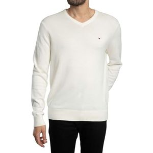 Tommy Hilfiger - Essentiële Katoenen Trui - Geel - V-hals - Heren