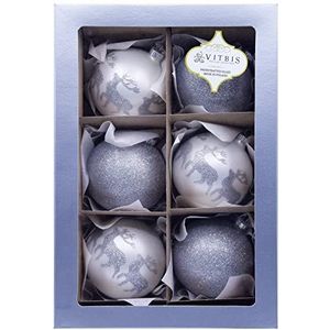 Vitbis Glazen kerstboomversiering, zilver/wit, 80 mm