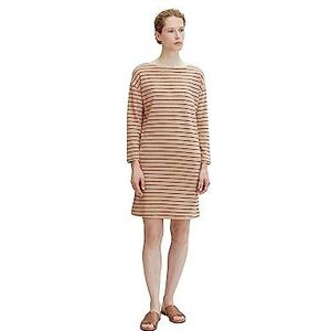 TOM TAILOR Dames Jersey jurk met strepen 1032514, 30157 - Beige Anthracite Stripe, 42