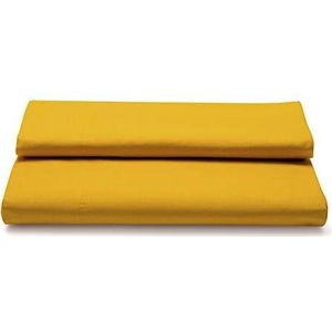Sancarlos Hoeslaken, effen, 100% katoen, mosterdgeel, voor bedden van 150 cm breed, 240 x 280 cm