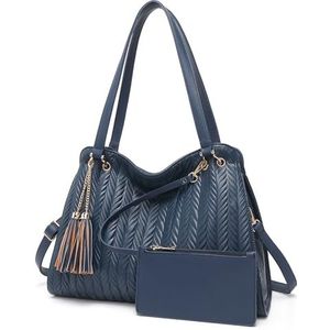 Miss Lulu damesmode hobo schoudertas, grote capaciteit handtassen met meerdere vakken, kunstleren tas elegant met kwastjes en gevlochten patroon.