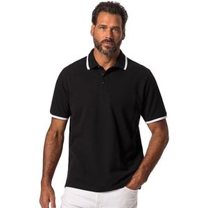 JP 1880, Heren grote maten, polo flexnamic piqué kraag met strepen, zwart, L