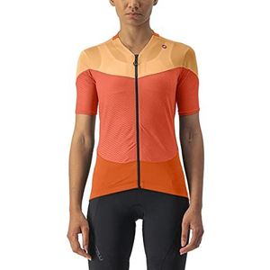 CASTELLI Gradient Color Block Jersey T-shirt voor dames, Scarlet Lava/Soft Orange, XS