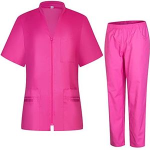 MISEMIYA - Dames gezondheidsuniform - dameshemd en broek - werkkleding voor dames 712-8312, Roze, XL