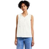 Street One Dames Mouwloze geborduurde blouse in Wit, in size: 34