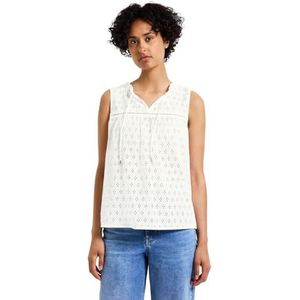 Street One - Mouwloze Blouse - Wit - Geborduurd