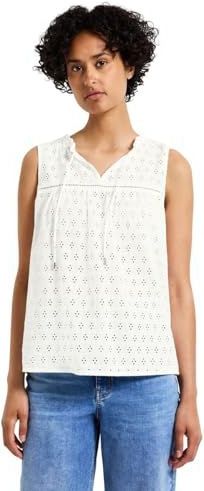 Street One Dames Mouwloze geborduurde blouse in Wit, in size: 34