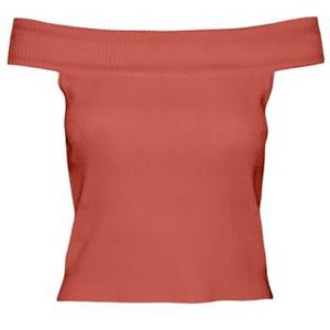 VERO MODA Vmwillow Off Shoulder Top Ga gebreide top voor dames, Burnt Sienna, L