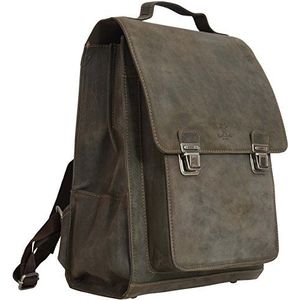 Gusti Bernd 2M8-22-6 Leren rugzak voor in de stad, outdoor, handbagage van buffelleer, klassiek, uniseks, donkerbruin