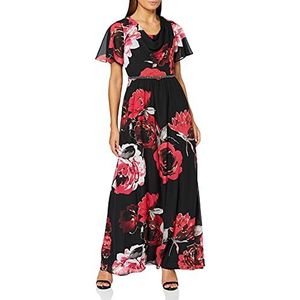 Gina Bacconi Dames Cowl Neck Bloemen Maxi Jurk Cocktail, Zwart, 36 NL