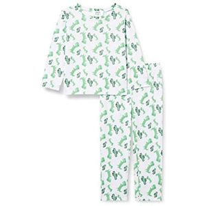 Trendyol Girl's Man Animal Print Dunne Gebreide T-Shirt-Broek Pyjama Set (Pack van 2), Kleur: wit, 7-8 jaar