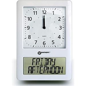 Grote analoge klok met volledige datum en tijd op digitaal display - De gemakkelijk te lezen en zelfinstellende Geemarc Viso50 - Ideaal voor mensen met dementie of Alzheimer - Werkt op batterijen -