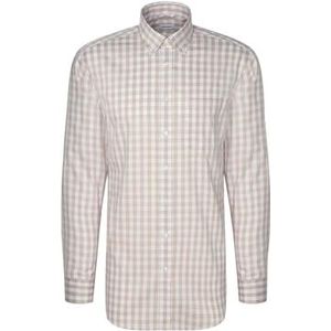 Seidensticker Zakelijk overhemd voor heren, regular fit, strijkvrij, button-down-kraag, lange mouwen, 100% katoen, beige, 40