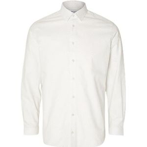 SELETED HOMME Slhslimethan AOP Ls Noos Shirt Heren, Kleding Heren, Overhemd, Helder Wit/Aop: geo, M
