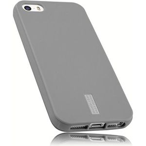 mumbi Telefoonhoes compatibel met iPhone SE / 5 / 5S, grijs met grijze strepen