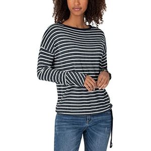 Timezone Dames Drawstring Longsleeve T-Shirt, Blue Grey Stripe, XS