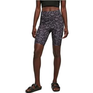 Urban Classics Dames broek Ladies High Waist Tech Mesh AOP Cycle Shorts, vrouwen wielerbroek met All Over Print in 3 kleuren verkrijgbaar, maten XS - 5XL, Blackpaisley, XS