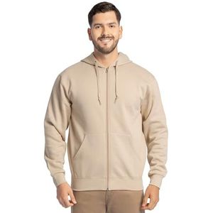 Fruit of the Loom EverSoft fleece sweatshirt met capuchon en volledige rits voor volwassenen, uniseks, Kaki Heather Volledige Rits, 3XL