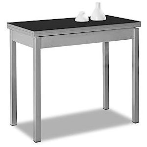 ASTIMESA Baaitype keukentafel, metaal, zwart, 80 x 40 cm tot 80 x 80 cm
