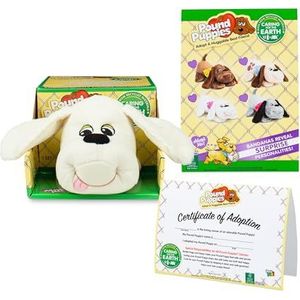 Pound Puppies Witte Hongerige Puppyknuffel 43cm, schattige knuffelhond voor kinderen, perfect voor jongens en meisjes vanaf 3 jaar, knuffelbaar puppyspeelgoed voor kinderen