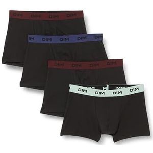 DIM Boxershorts voor heren, mix en kleuren, katoen, stretch, 4 stuks, Zwarte riem groen/blauw/rood, S