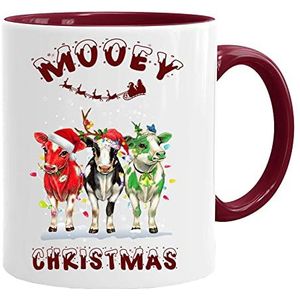 Mooey Christmas | Koe mok | - Kerstmok Mooie en grappige koffiemok als cadeau-idee aan beide zijden bedrukt