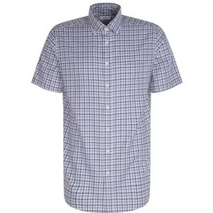 Seidensticker Businesshemd voor heren, comfortabele pasvorm, strijkvrij, New Button-down, korte mouwen, 100% katoen, blauw, 42