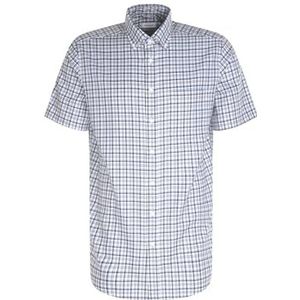 Seidensticker Zakelijk overhemd voor heren, regular fit, strijkvrij, New Button-down, korte mouwen, 100% katoen, blauw, 41